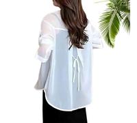 KERTETSL Summer Sunscreen Chiffon Shirt,Sun Protection Chiffon Blouse Lightweight 2024 New Summer Long Sleeve Uv Blocking Shirts,Women's Long Sleeve Sunscreen Shirt (White,M)