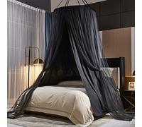 Kertnic Luxurious Bed Canopy for Girls & Adults, Large Elegant Double Layer Bed Curtain Canopy Drapes, Round Dome Lace Princess Canopies Netting (Black)