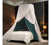 Kertnic Luxurious Bed Canopy for Girls & Adults, Large Elegant Double Layer Bed Curtain Canopy Drapes, Round Dome Lace Princess Canopies Netting (Peacock Blue)