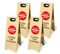 Kerty 4 Pack Do Not Enter Closed for Cleaning Signs, A-Frame Metal Floor Safety Warning Signs, Foldable Restroom Cleaning Signs for Commercial, Industrial, Office, Restaurant, Retail Stores