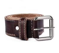 Kertz Mens Belt Full Grain 100% 3.5mm thick Genuine Leather with single prong solid roller buckle-For Jeans,trousers,denims (30-32, Brown)