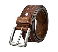 KERTZ Mens Casual Stitched Single prog Leather Belts 38 mm width Dress Belt Black Brown Belts for men (Brown, Your waist size in inches (36"-38"))