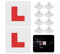 Keruhsci Pack of 2 Fully Magnetic L Plates for Car UK,Learner Plates Magnetic with 8 Suction Cups,Reflect Light When Driving at Night,Perfect Choice for Driving Security