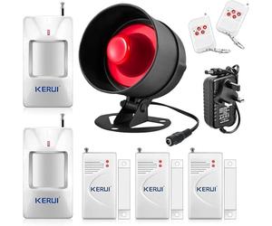 KERUI 115db DIY Wireless Home Security System,Indoor Outdoor Weather-Proof Siren,Window Door Sensors Motion Sensor,Shed Garage Alarm with Remote Control,Burglar Door Alarm for Hotel Shop House