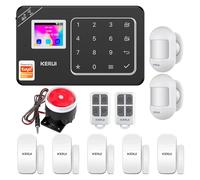 KERUI Wireless Security Burglar Door Alarm System WIFI GSM 4G Kit for Shed House Hotel Shop Apartment, Weatherproof Siren Horn with Remote Control Door Contact Sensor,Motion Sensor-Google & Alexa