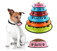 Keruidian Personalized Dog Food Water Bowls Custom Cat Bowl with Name Stainless Steel Colored Pet Accessory Pet Gift Treat Decals Labels (34CM)