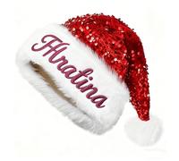 Keruidian Personalized Embroidered Santa Hat: Custom Christmas Hat, (Red)