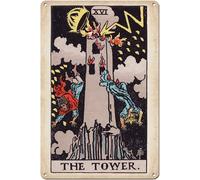 KERUNSM Tarot Card Poster The Tower Retro Poster Metal Wall Art Kitchen Living Room Bedroom Wall Decoration Durable Aluminum 8 X 12 Inches