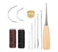 Keruto 11Pcs Leather Repair Kit,Leather Sewing kit Including Thread and Needle, Awl, Waxed Thread,Sewing Set for Carpet Sofa Seat Shoe DIY Crafting(Black,Brown)