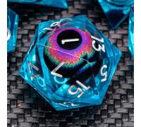 KERWELLSI Cool Liquid Core Eye DND Dice Set D&D with Box, 7Pcs Resin Sharp Edge Dungeons and Dragons Role Playing Gaming Dice, Polyhedral RPG Dice D20 D12 D10 D8 D6 D4
