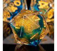 KERWELLSI Liquid Core Resin DND Dice Set D&D with Gifts Box, Sharp Edged Dungeons and Dragons Polyhedral & RPG Dice, Role Playing Gaming D and D Dice D20 D12 D10 D8 D6 D4