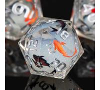 KERWELLSI Sharp Edge Resin Dungeons and Dragons Dice Set D&D, 7Pcs Polyhedral Liquid Core Koi Fish DND Dice with Gift Box, Float Sticker D and D RPG Role Playing Dice D20 D12 D10 D8 D6 D4