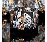 KERWELLSI Snow Mountain Resin DND Dice Set D&D with Gift Box, 7Pcs Natural Sharp Edge Dungeons and Dragons Polyhedral & RPG Dice, D and D Dice Role Playing Game D20 D12 D10 D8 D6 D4 Dice