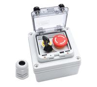 kerwinn Button Box Red Emergency Stop+Key Switch Button Switch with Protective Cover IP67 Outdoor Waterproof Anti-misoperation Switch Button Switch Station Box