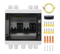 KERWINN Solar Panel Disconnect Switch,40A 500V RV Circuit Breaker Box with PV Surge Protector IP65 Waterproof 2 String 2 in 2 Out PV Combiner Box for Solar Panel