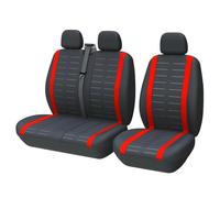 KERYJFF Universal Stripe For Most Vans Trucks 2+1 Seats Covers For Single Driver And Passenger Easy To Clean And Install Car Seat Cushions(Red)