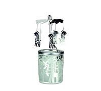 Kerzenfarm Giraffe Rotary Carousel for Tealights, Metal and Glass, 16.5cm high, Silver, 6x6x16.5 cm