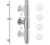 KES 100cm Nail Free Shower Riser Rail Slider with Adjustable Shower Head Holder No Drilling, Shower Slide Bar Self Adhesive Wall Mounted Stainless Steel Brushed Finish, F209S100DF-BS