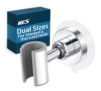 KES All Metal Shower Head Holder No Drilling, Adjustable Shower Head Holder Replacement with Dual-Size Opening for Standard & Oversized Shower Hose, Wall Mount Shower Holder Bracket, Chrome, C208DF-CH