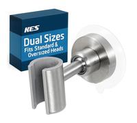 KES All Metal Shower Head Holder No Drilling, Adjustable Shower Head Holder with Dual-Size Opening for Standard & Oversized Shower Hose, Wall Mount Shower Holder Bracket, Brushed Steel, C208DF-BS