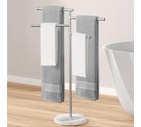 KES Bathroom Towel Rail Free Standing Towel Holder, 4 Swivel Arms Towel Rack and Weighted Marble Base, SUS304 Stainless Steel Brushed Finish, BTH219S4-2