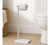 KES Chrome Toilet Roll Holder Free Standing with Rectangular Marble Base, Bathroom Floor Standing Toilet Paper Holder Stand, 18/8 Stainless Steel Polished Finish, BPH285S1