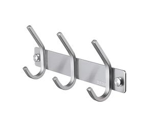 KES Coat Hooks Wall Mounted 3 Hooks, SUS304 Stainless Steel Silver Coat Rack for Wall, Heavy Duty Door Hooks Screw in for Bathroom and Kitchen, Brushed Finish AH203H3-2