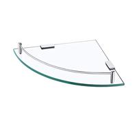 KES Corner Shelf Floating Glass Shelf with Rail SUS304 Stainless Steel, Bathroom Shower Shelf Tempered Glass Wall Mount Bracket Polished Finish, BGS2101A