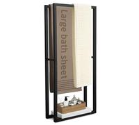 KES Free Standing Towel Rail Bathroom Towel Holder, Black Towel Rack with Marble Base 2 Tier Towel Stand 107 CM, BTH503-BK