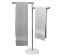 KES Free Standing Towel Rail Bathroom Towel Holder, Towel Rack with 2 Swivel Arms and Weighted Marble Base, SUS304 Stainless Steel Brushed Finish, BTH219S2-2