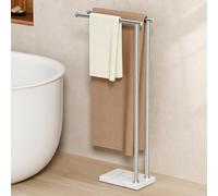 KES Free Standing Towel Rail for Bathroom, 2-Tier Free Standing Towel Holder with Weighted Marble Base,SUS304 Stainless Steel, Brushed Finish, BTH235-2