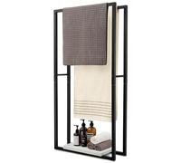 KES Free Standing Towel Rail with Marble Base 97CM, Bathroom Towel Rack 2 Tier Towel Holder Towel Stand Matte Black, BTH502-BK