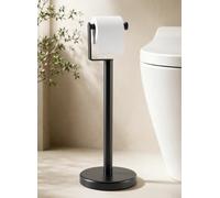 KES No Wobble Toilet Roll Holder Stand with 15% Larger Weighted Base | Matte Black Free Standing Toilet Paper Holder with 1.7X Thicker One Piece Rod, Open-Arm Design for Quick Refill