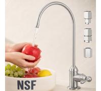 KES NSF Certified All Metal Drinking RO Water Faucet Non-Plastic Connector | Lead-Free 18/8 Stainless Steel Reverse Osmosis Faucet for Kitchen Sink, Water Filter Faucet Fits Most RO System