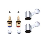 KES Quarter Turn Tap Valves/Cartridges with Metal Lever Heads 1/2" for Kitchen Bathroom Faucet Bid Tap, Chrome, PCH200A3-CH