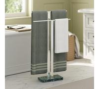 KES Standing Towel Rack with Green Natural Marble Base, 2-Tier Bath Towel Holder Stand for Bathroom Floor, Fits Bath Towel & Hand Towel, Polished Finish, BTH217-GPS