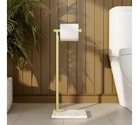 KES Toilet Roll Holder Free Standing with Marble Base, Brushed Gold Freestanding Toilet Paper Holder Stand, Bathroom Tissue Roll Holder 304 Stainless Steel, BPH285S1-BZ