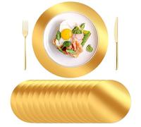 KesaPlan 100Pcs Gold Round Paper Placemats-13Inch Disposable Tableware for Elegant Dining Disposable Charger Plates for Weddings Banquets Parties