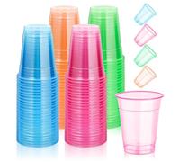 KesaPlan 120 PCS Plastic Neon Cups, 12 OZ Disposable Glow Cups Under UV Black Light for Neon Party Decorations, Colorful Glow in the Dark for Rave Party Christmas Thanksgiving Halloween Holidays