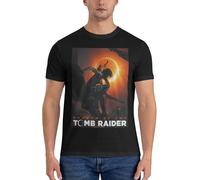 KESATUOT Men's Raider Movie Tomb Cotton T-Shirts Cool Graphic Shirt for Men Outdoor Crew Neck Short Sleeve Top Black L