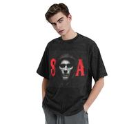 KESATUOT Unisex Anarchy TV Series Sons Vintage Washed Black Shirt Cotton Summer T-Shirts Crew Neck Short Sleeve Tops for Men Women Black XL