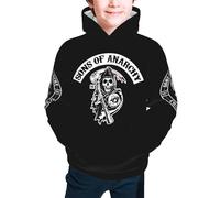 KESATUOT Unisex Youth anarchy TV Series Sons Graphic Print Hoodies Pullover Sweatshirt Long Sleeve Crewneck Tops with Pocket for Teenagers Multicolor L