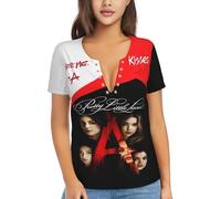 KESATUOT Women's Pretty TV Little Liars Deep V T-Shirt Sexy Graphic Shirts Summer Short Sleeve Tops Multicoloured M