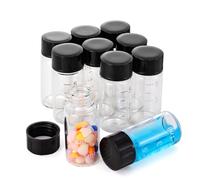 Kesell 10pcs Borosilicate Glass Sample Vial with Black Screw Cap, 5ml Clear Bottles with Scale