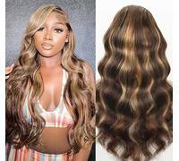 Kesenmu Ombre Human Hair Wigs 13x6 Honey Blonde Wavy Lace Frontal Wig Human Hair with Baby Hair 210% Density Dyed 4/27 Highlight Wig Human Hair for Women 26 Inch