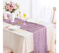 Kesfey 13FT Cheesecloth Table Runner 90x400cm Long Boho Rustic Gauze Table Runners Cheese Cloth for Wedding Party Bridal Baby Shower Birthday Dinner Table Holiday Decorations Lilac Purple