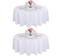 Kesfey 2 Packs 70inch White Round Tablecloths 178cm Polyester Round Tablecloth Washable Table Cloths Wrinkle Free Table Cloth for Party Wedding Banquet Dining Reception
