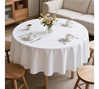 Kesfey 70inch White Round Tablecloths 178cm Polyester Round Tablecloth Washable Table Cloths Wrinkle Free Table Cloth for Party Wedding Banquet Dining Reception