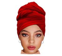Kesfey Red Headband for Women Stretch Hair Wrap Breathable Lightweight Turban Classic African Soft Headscarf Women's Large Headwrap for Beach Date