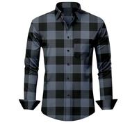 Keshav Enterprise Private Ltd Men's Causal Long Sleeve Regular Fit Checks Shirt (UK, Alpha, M, L, Regular, Regular, Blue and Grey)